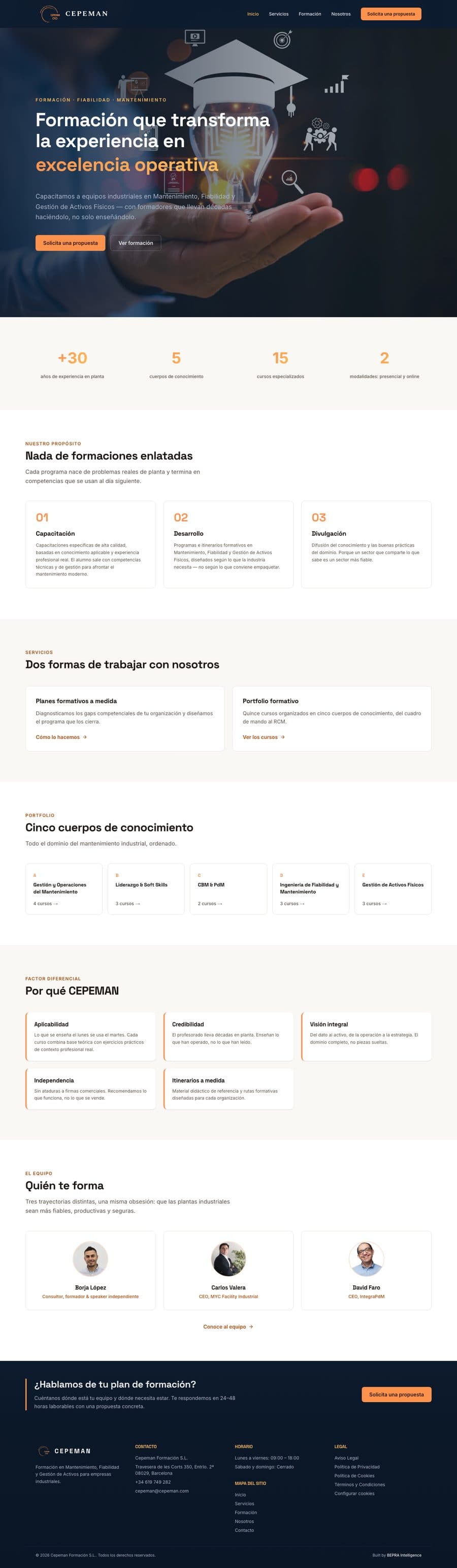 El lloc web de Cepeman, navegant pel lloc en viu