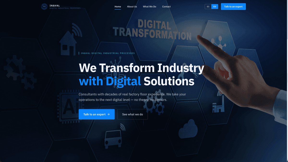 IN&VAL Industrial Consultancy website screenshot