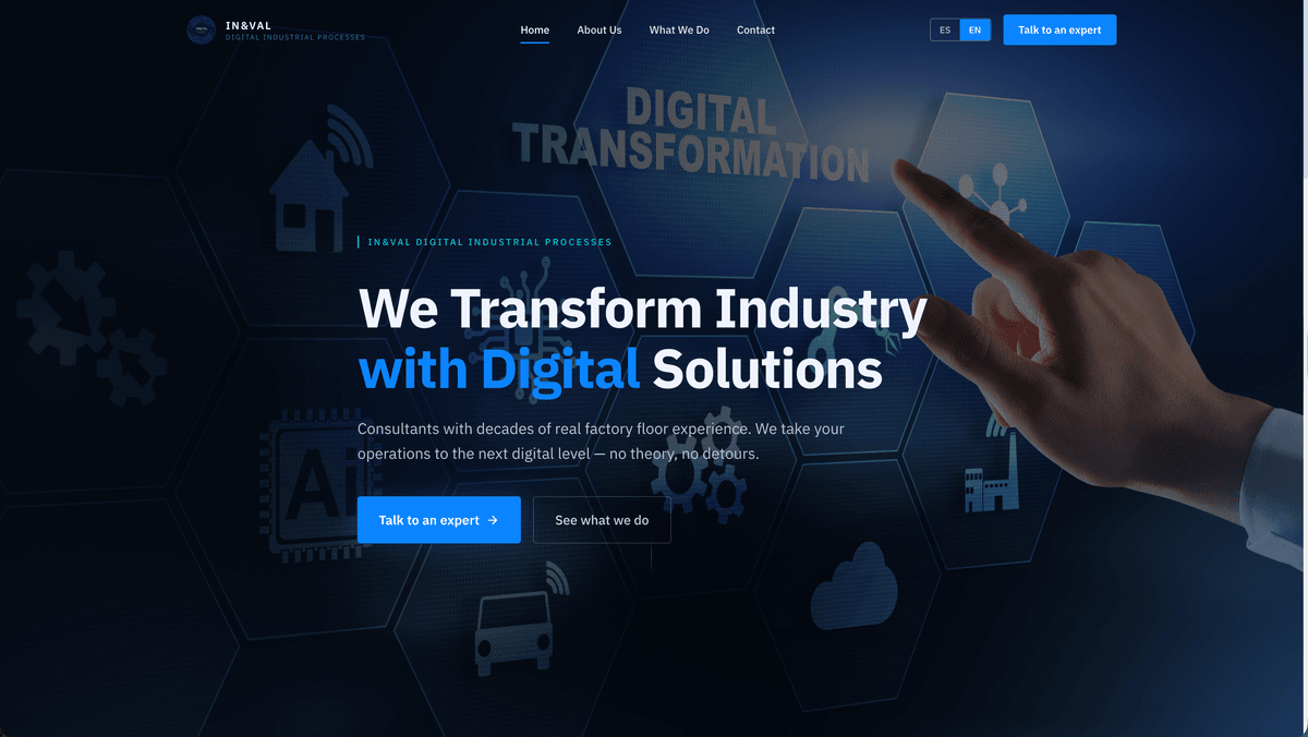IN&VAL Industrial Consultancy website screenshot